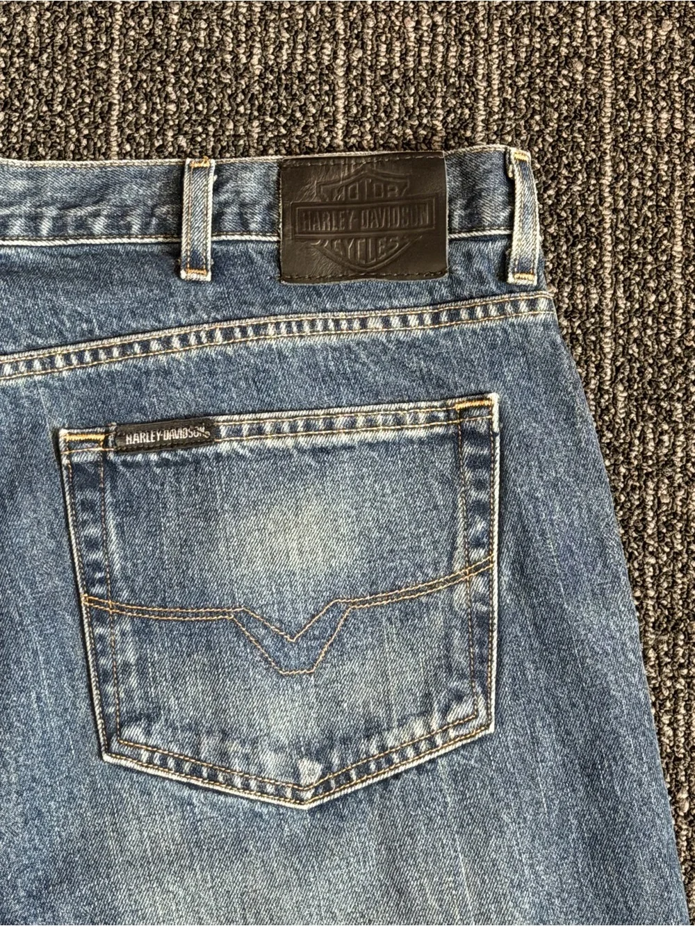 Harley Davidson Vintage Biker Jeans Mens 44x30 Motorcycle Denim Y2K USA 90s